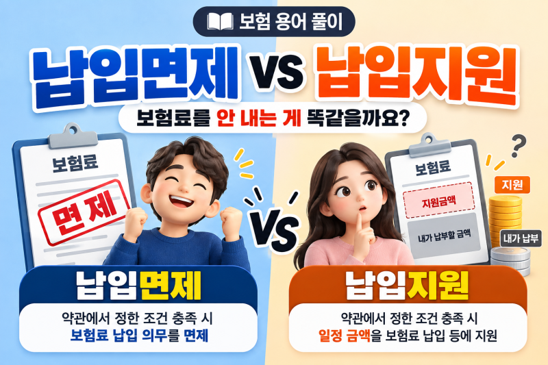 보험 용어 풀이｜납입면제 vs 납입지원, 보험료를 안 내는 게 똑같을까요?
