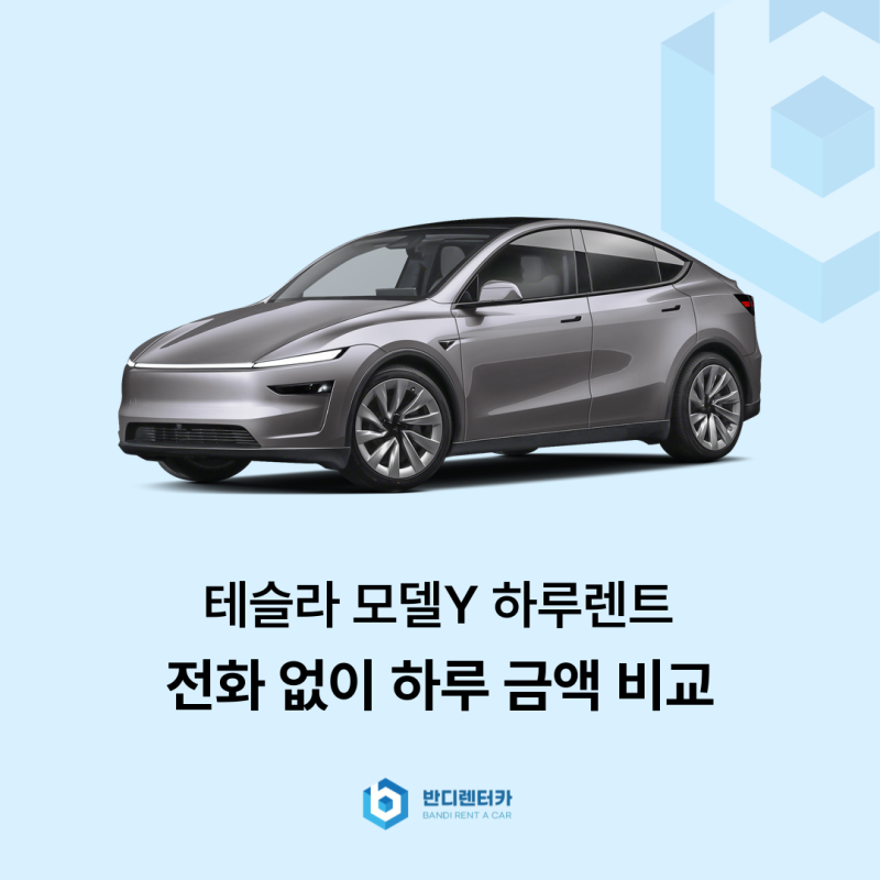 테슬라 모델Y 하루렌트, 1일 렌트카 가성비 좋은 렌터카 업체?