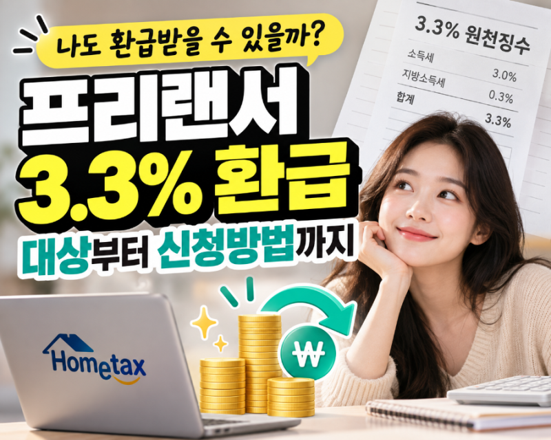 프리랜서 3.3 환급 대상인지 꼭 확인! 홈택스 환급금 조회부터 신청방법까지