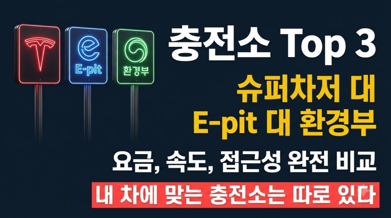 슈퍼차저·E-pit·환경부 중 내 차에 맞는 충전소 딱 하나 골라드립니다 — 요금·속도 실측 비....