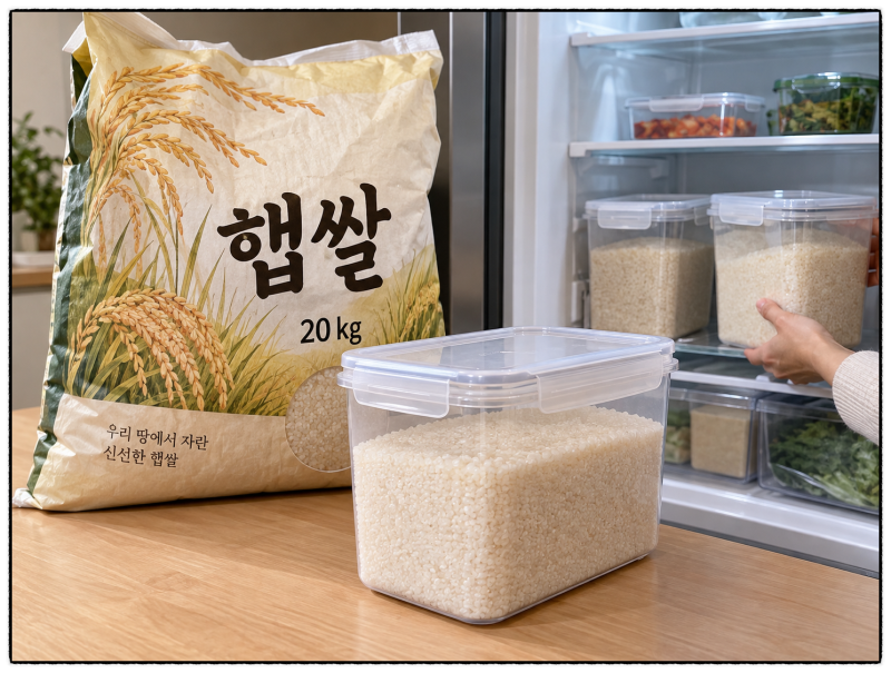 햅쌀 20kg 보관법｜냉장고에 다 안 들어간다면? 베란다·밀폐용기 보관 정리