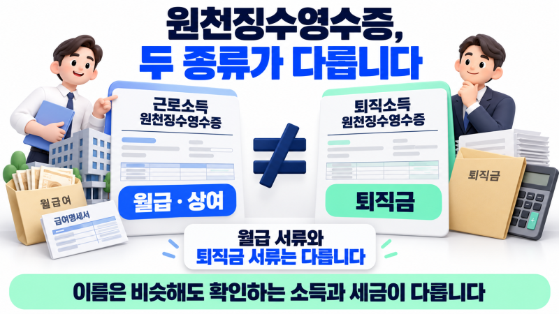 퇴직소득 원천징수영수증은 무엇일까? 근로소득 원천징수영수증과 차이 정리