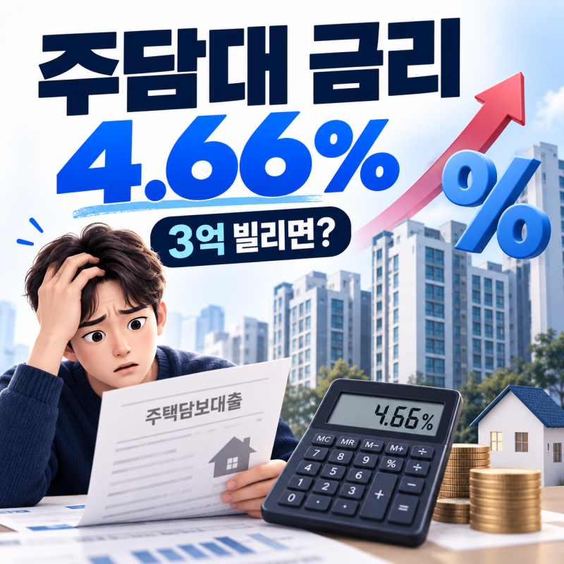 "집 샀는데 이자가 무섭다" 주담대 금리 4.66%, 3억 빌렸다면 벌어지는 일