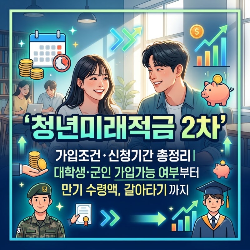 청년미래적금 2차 가입조건·신청기간 총정리｜대학생·군인 가입 가능 여부부터 만기 수령....