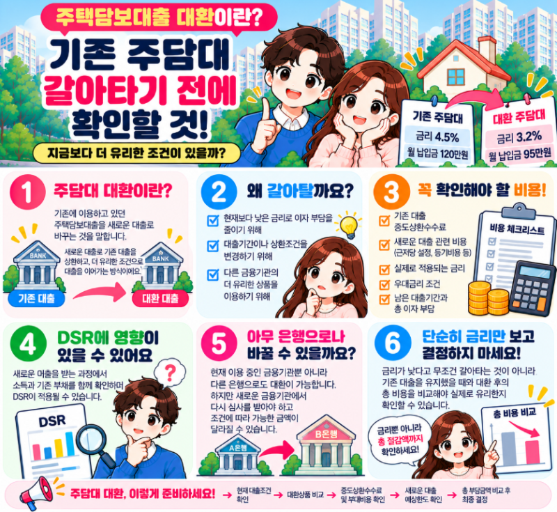 주택담보대출 대환이란? | 기존 주담대 갈아타기 전에 확인할 것