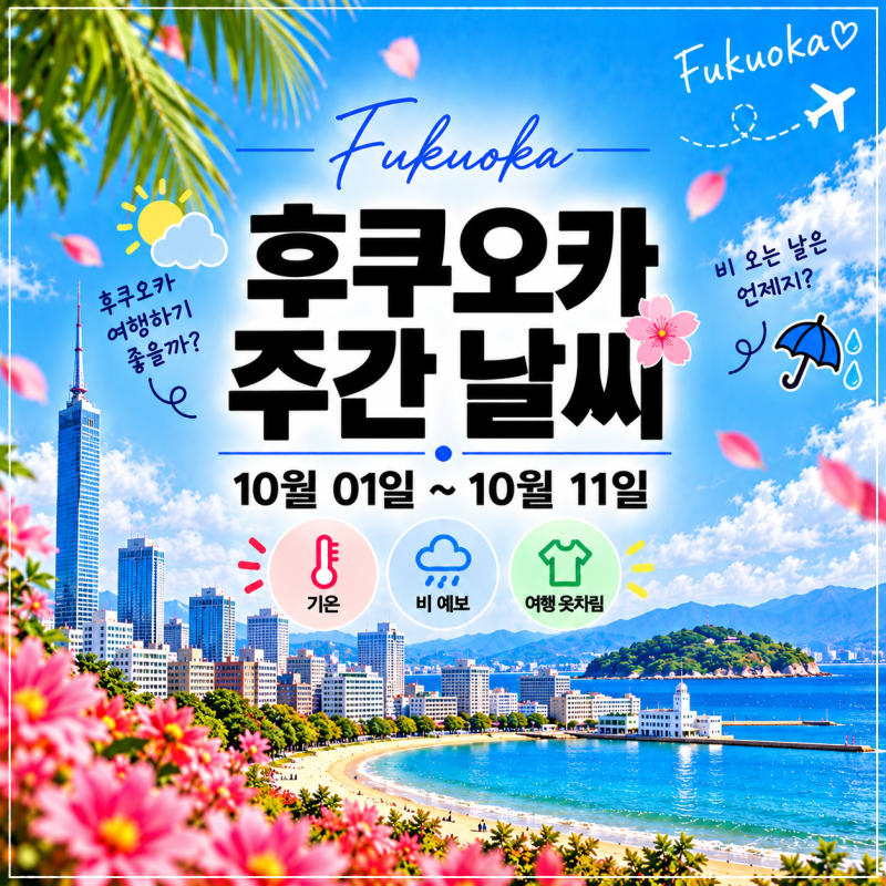 ✈️ 후쿠오카 주간 날씨｜10월 01일~10월 11일 비 예보·기온·여행 옷차림
