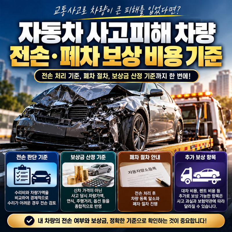 자동차 사고피해 차량 전손, 폐차 보상 비용 기준