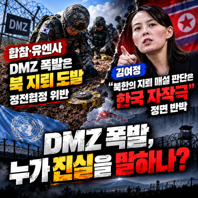 [정치] 합참·유엔사 “DMZ 폭발은 북한 지뢰·정전협정 위반”…김여정 “한국 자작극” 정면....