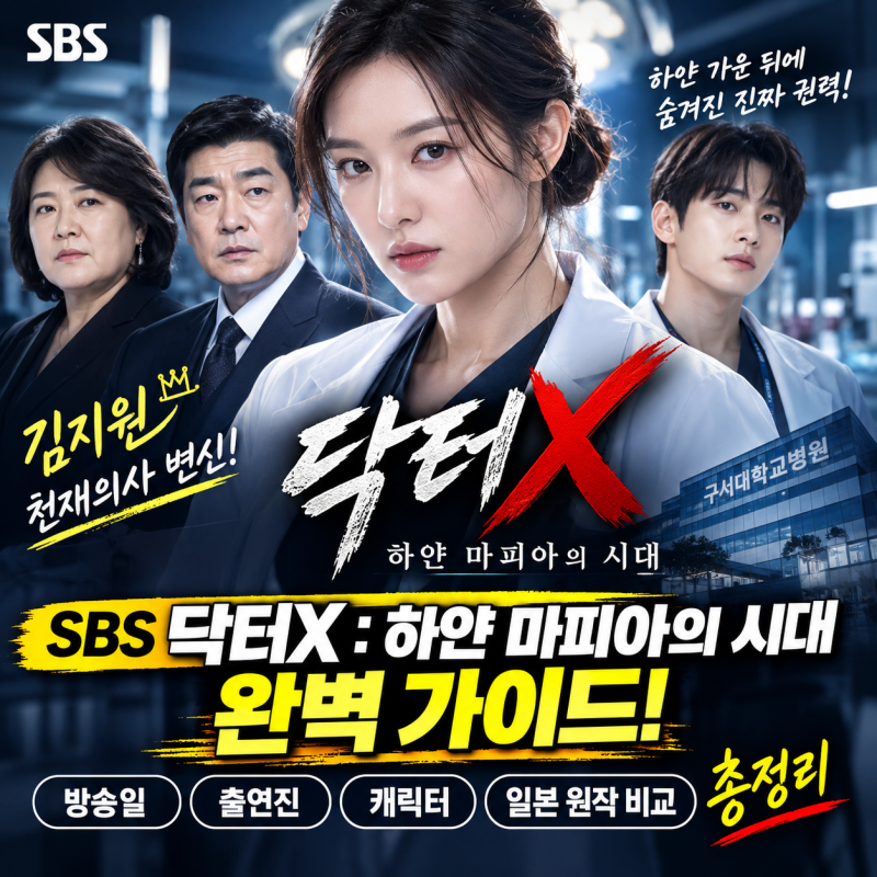 SBS "닥터X : 하얀 마피아의 시대" 완벽 가이드! 방송일·출연진·캐릭터·일본 원작 비교 총정....