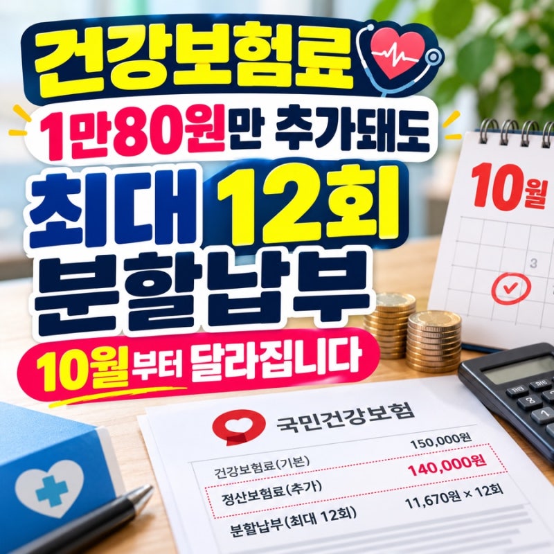 건강보험료 1만80원만 추가돼도 최대 12회 분할납부｜10월부터 달라집니다