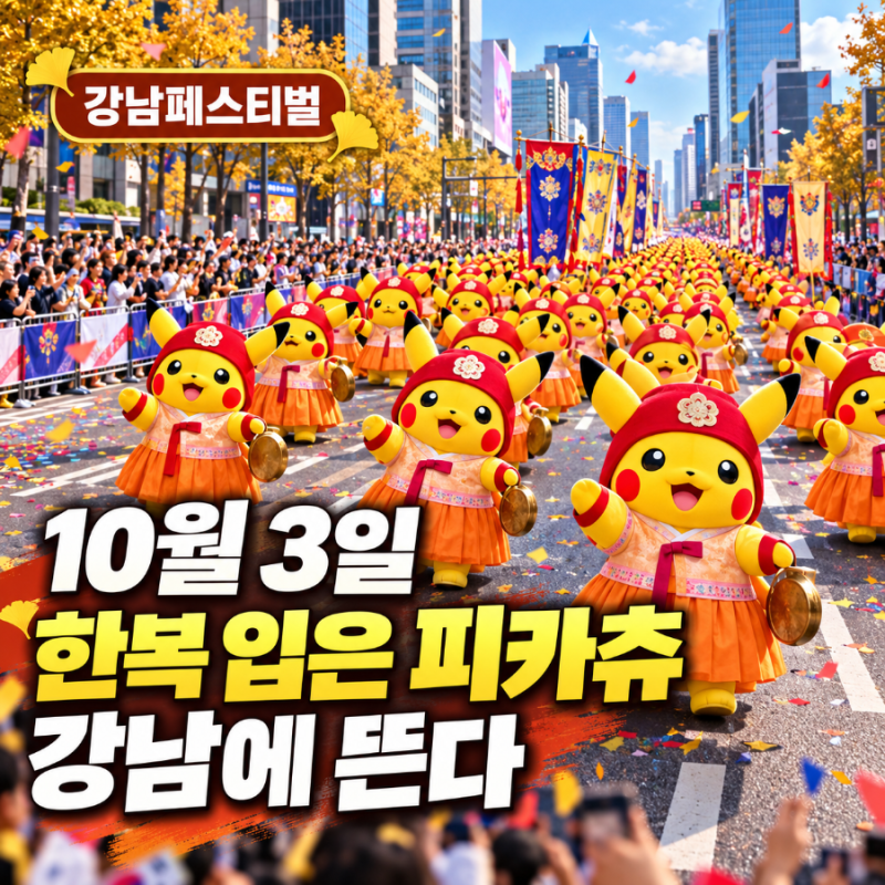 한복 입은 피카츄 32마리가 강남에 뜬다! 2026 강남페스티벌 퍼레이드 시간·구간 총정리
