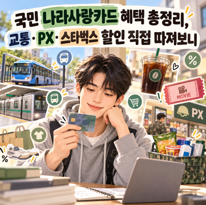 국민 나라사랑카드 혜택 총정리, 교통·PX·스타벅스 할인 직접 따져보니