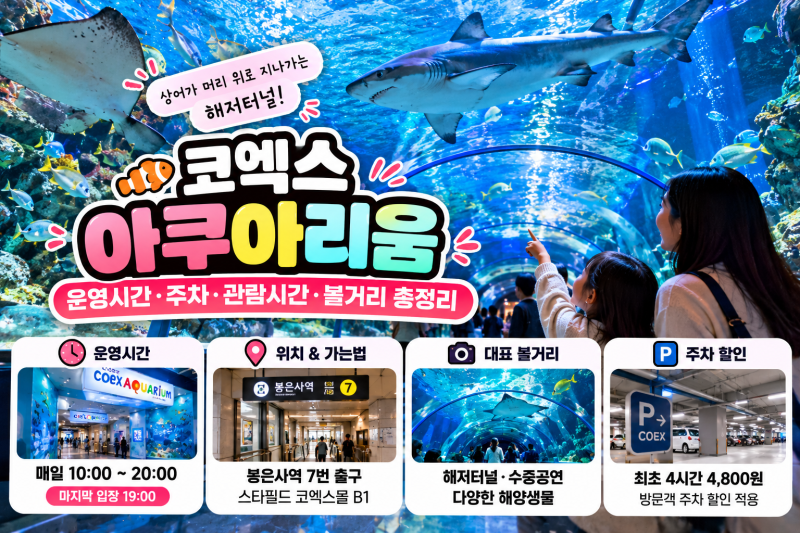 코엑스 아쿠아리움 이용팁, 운영시간·주차·관람시간 총정리
