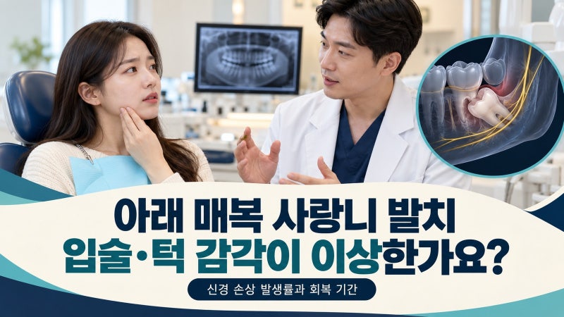 아래 매복 사랑니 발치 후 턱 신경 손상, 감각 이상 발생 확률과 회복 기간