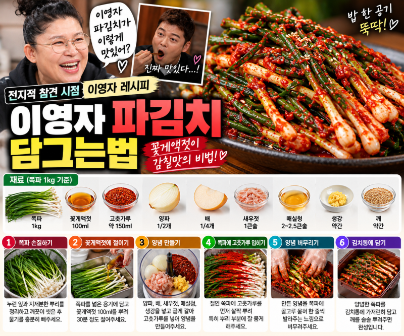 파김치 담그는법｜이영자 파김치 레시피, 꽃게액젓으로 감칠맛 살리는 황금레시피