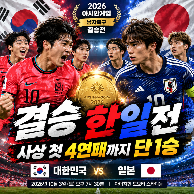 ⚽ 한국 vs 일본 결승 격돌! 아시안게임 사상 첫 4연패까지 단 1승⚽