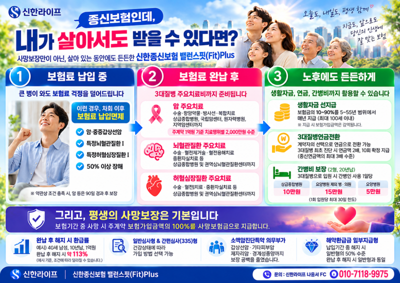 종신보험인데, 살아 있는 동안 내가 받는 보장이 '보너스'로 생긴다고요? | 신한 밸런스핏(Fit)....