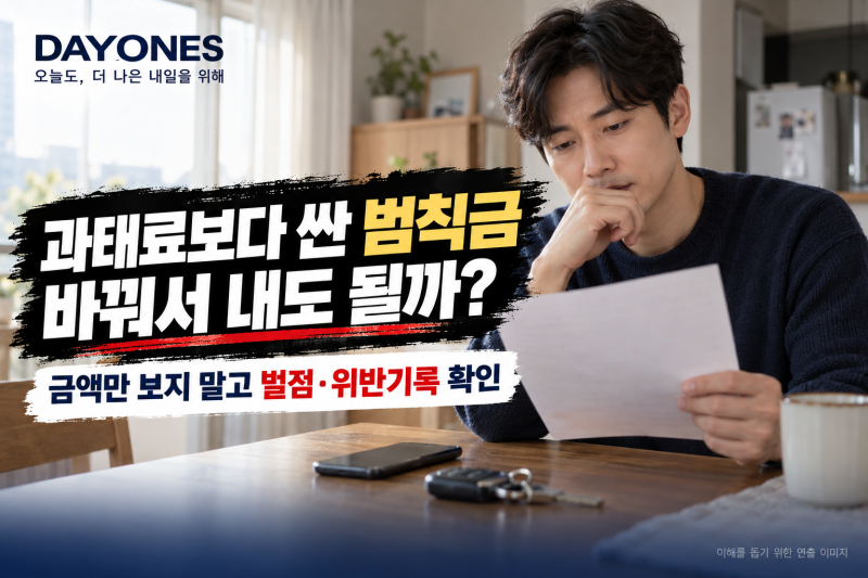 과태료보다 범칙금이 더 싼데 바꿔도 될까? 납부 전 벌점·위반기록 확인