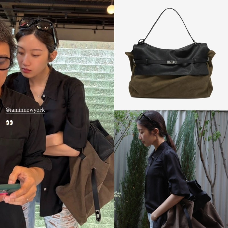 현백코어 배우 문가영의 스웨이드 가방..(샌드릭)