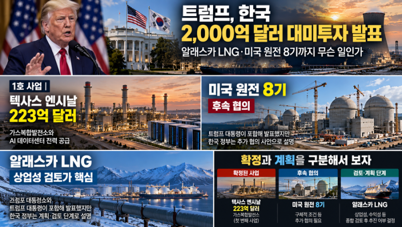 트럼프, 한국 2,000억 달러 대미투자 발표｜알래스카 LNG·미국 원전 8기까지 무슨 일인가