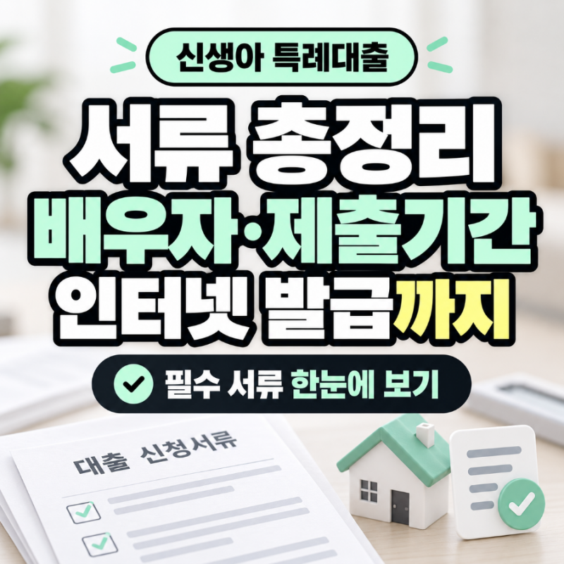 신생아 특례대출 서류 총정리, 배우자 서류·제출기간·인터넷 발급 방법까지