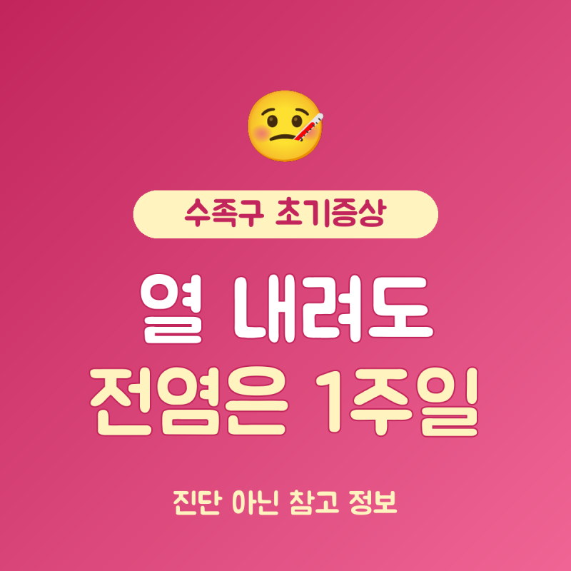 수족구 초기증상 뒤 전염 기간, 열 내려도 1주일은 조심해요