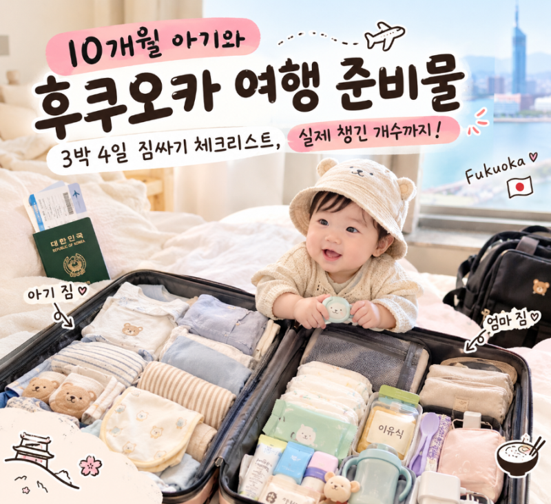 [여행][일본][후쿠오카7] 10개월 아기 첫 후쿠오카 여행｜출발 3일 전 진짜 짐싸기, 뭐부터 챙....