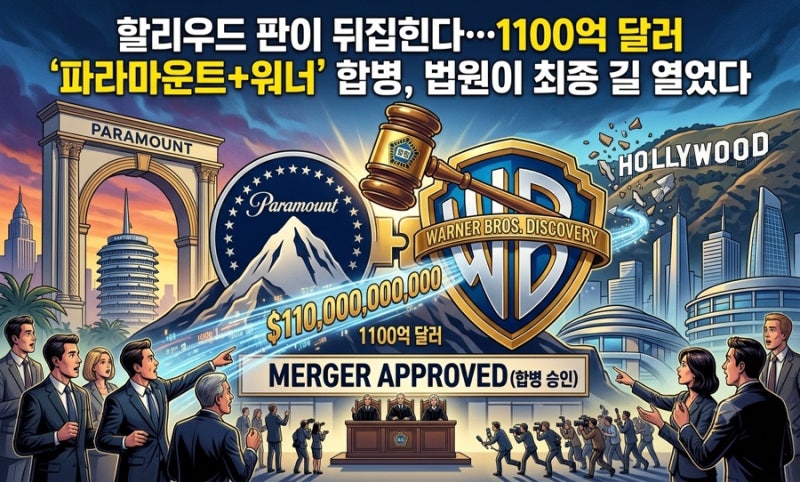 할리우드 판이 뒤집힌다…1100억 달러 ‘파라마운트+워너’ 합병, 법원이 최종 길 열었다