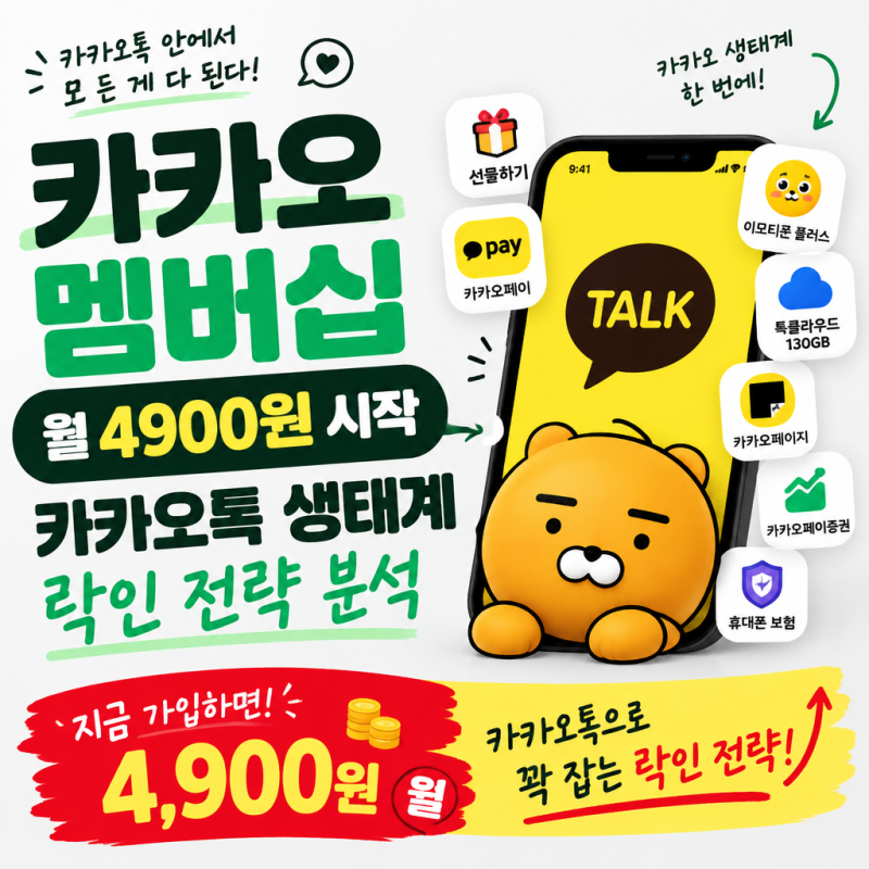 카카오 멤버십 한 달 4,900원 가치 있을까? 주요 혜택 및 가입 전 체크리스트