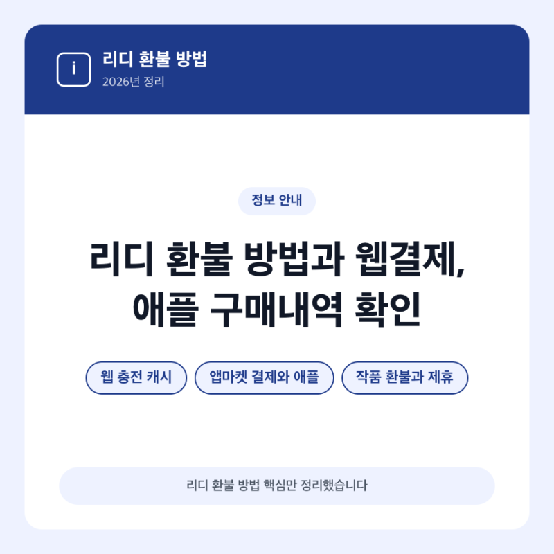 리디 환불 방법과 웹결제, 애플 구매내역 확인