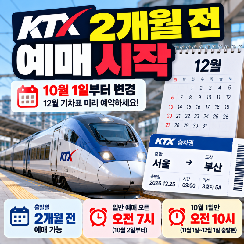 KTX 2개월 전 예매 오늘부터 시작｜12월 기차표 오픈시간·취소수수료 총정리