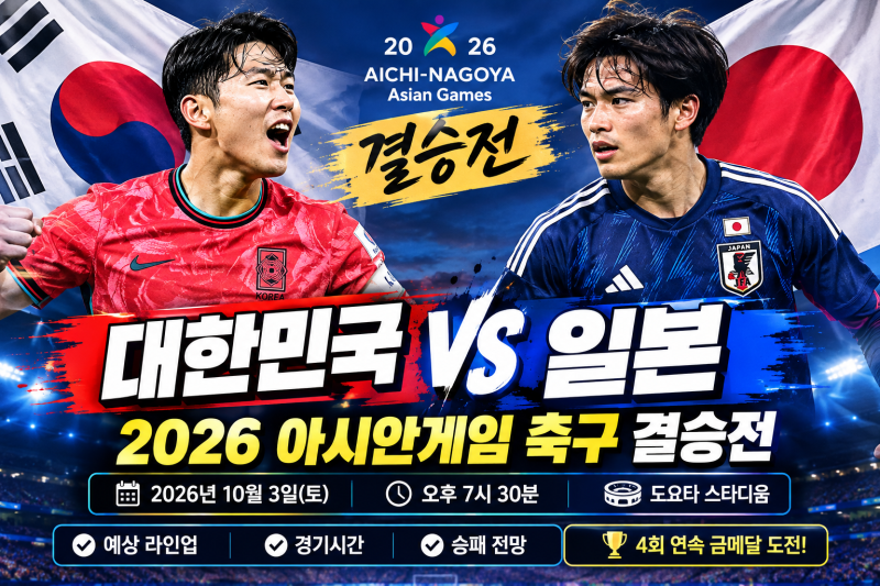 2026 아시안게임 한국 일본 축구 결승전｜한일전 경기시간·예상 라인업·승패 전망