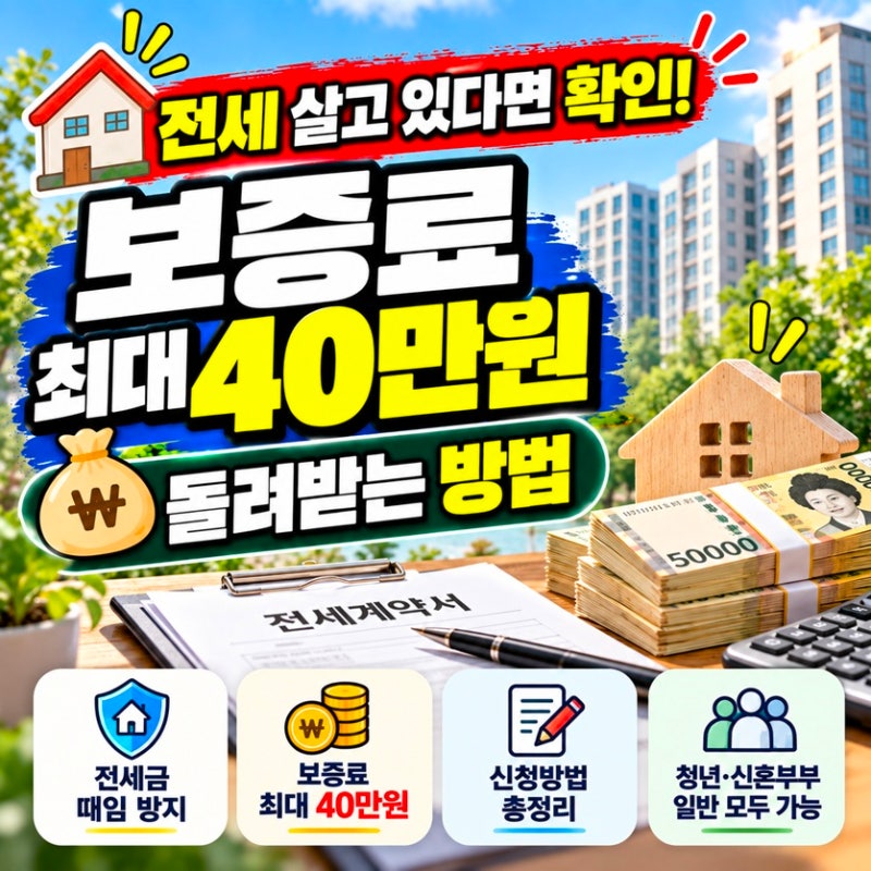 전세보증금 반환보증 보증료 지원, 최대 40만원 환급 조건 알고 보니..?