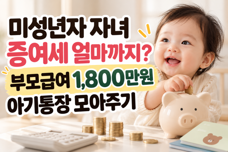 자녀 증여세 2천만원 한도, 부모급여 아기통장으로 최대 3,800만원 모으기 총정리