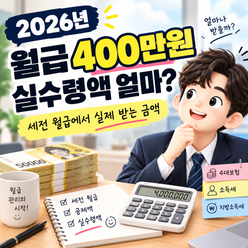 [2026년] 월급 400만원 실수령액 얼마?｜세전 월급에서 실제 받는 금액
