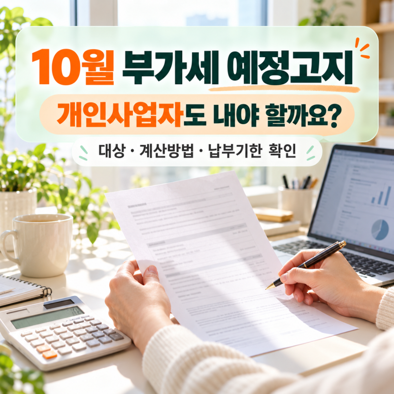 10월 부가세 예정고지, 개인사업자도 내야 할까? 대상·계산방법·2026년 납부기한