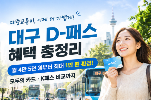 대구 D-패스 혜택｜월 4만5천원부터 최대 1만원 환급, 모두의 카드·K패스 비교