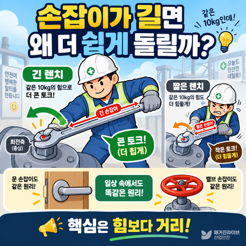 똑같이 힘을 줬는데 왜 긴 손잡이가 더 잘 돌아갈까?