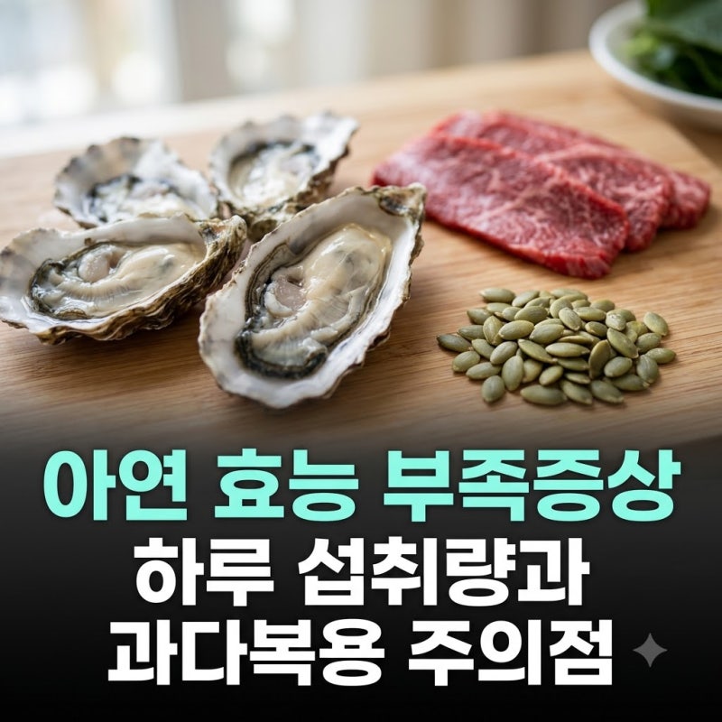 아연 효능 부족증상 하루 섭취량과 과다복용 주의점