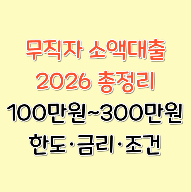 2026 무직자 소액대출 총정리 100만원~300만원 한도·금리·조건