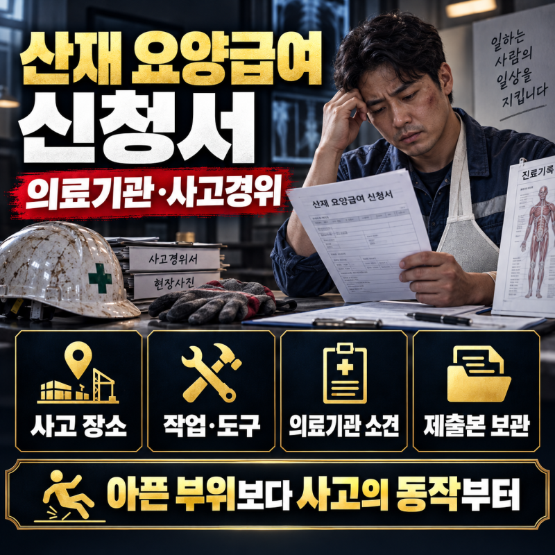 산재 요양급여 신청서 작성방법, 사고경위와 의료기관