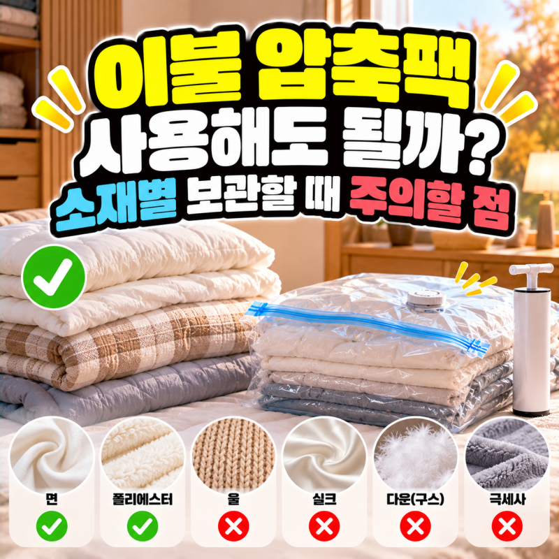이불 압축팩 사용해도 될까? 소재별 보관할 때 주의할 점