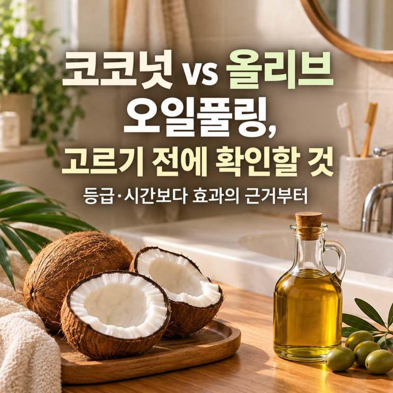 오일풀링 코코넛오일 올리브오일, 뭐가 더 나은지보다 가글 시간과 오일 등급이 더 중요하대....
