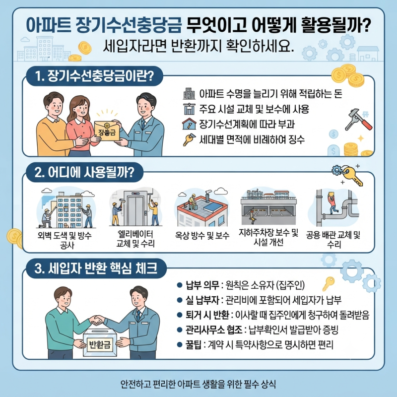 아파트 장기수선충당금 무엇이고 어떻게 활용될까? 세입자라면 반환까지 확인하세요
