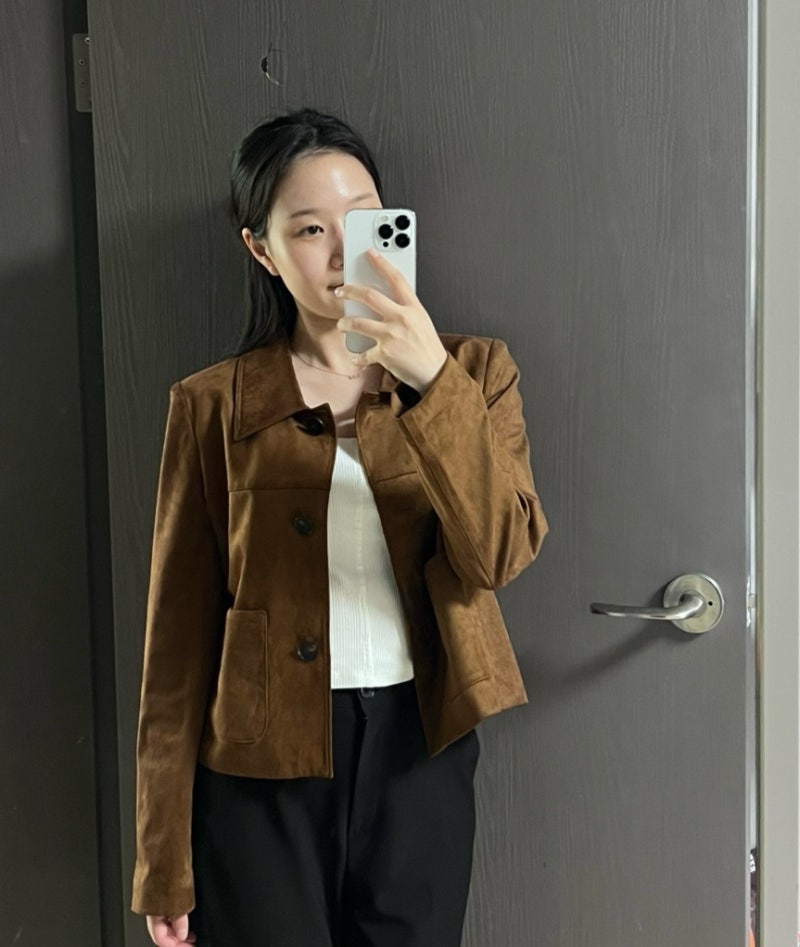 브라운 스웨이드 자켓 추천｜라인에디션 슈에니 자켓 내돈내산 후기 (+가을 자켓 코디)