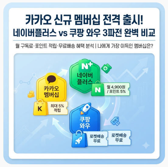 [멤버십 비교] 카카오 신규 멤버십 출시! 혜택 총정리 vs 네이버플러스 vs 쿠팡 와우 장단점 승....