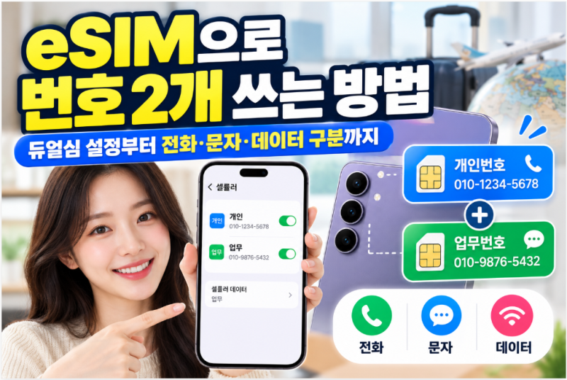 eSIM으로 번호 2개 쓰는 방법 - 듀얼심 설정부터 전화·문자 구분까지