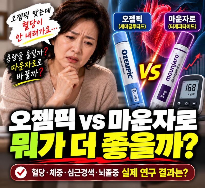 오젬픽 1mg 쓰는데 혈당 아쉽다면… 2mg 올릴까, 마운자로로 바꿀까