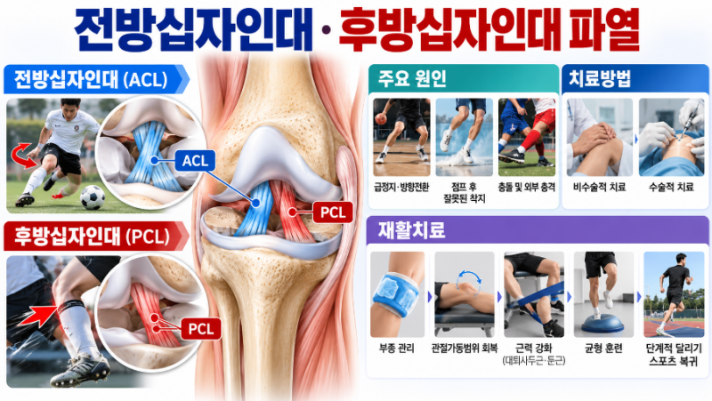 전방십자인대·후방십자인대 파열, 원인부터 치료·재활까지 총정리