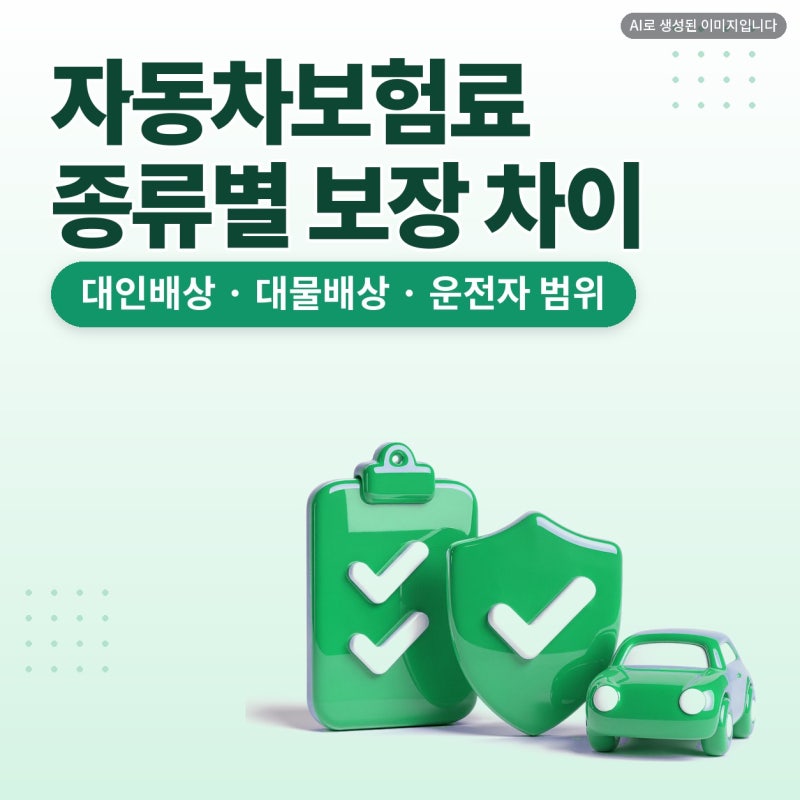 자동차보험료, 자동차보험종류별 차이 차통령에서 비교한 후기 (대인배상, 대물배상, 운전자....